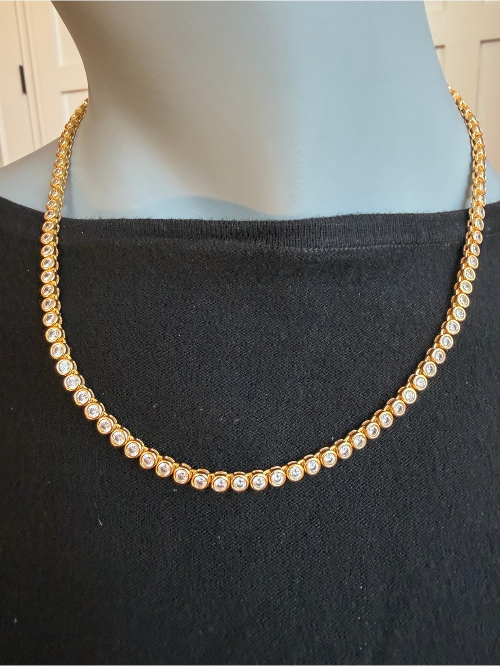 Adina Eden 18” Gold Tennis Necklace with CZ Clear Stones